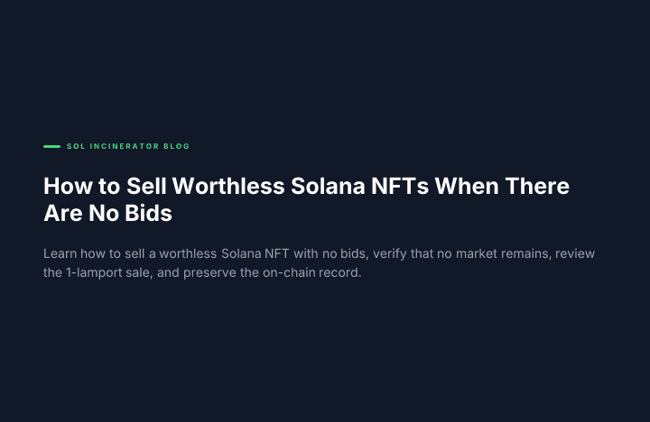 Cara Menjual NFT Solana Tidak Bernilai Saat Tidak Ada Penawaran