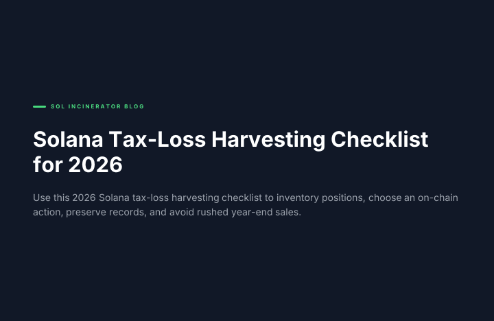 Daftar Periksa Tax-Loss Harvesting Solana untuk 2026